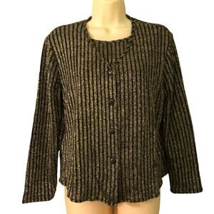 Lauren Lee Sparkle Layered Look Top Button Front Woman Size Medium Vintage